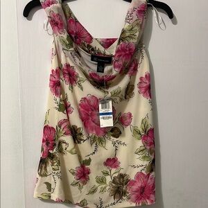 INC International Concepts Cream Tan Cowl Neck Camisole